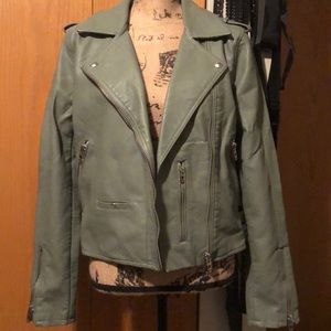 Blank NYC Vegan Leather Moto Jacket in Matcha